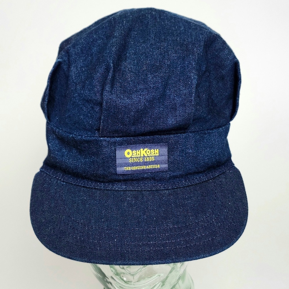 Vintage Oshkosh Bgosh Denim Engineer Hat Snapback Usa Railroad Workwear 80s